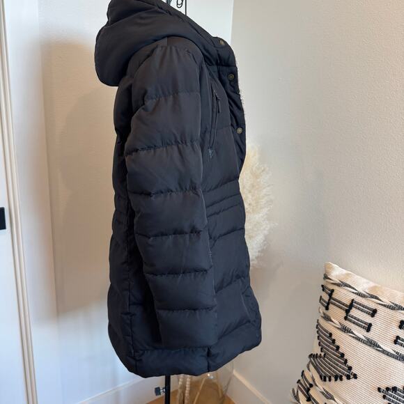 Lauren Ralph Lauren Black Long Down Hooded Quilted Puffer Coat Medium - Picture 3 of 16